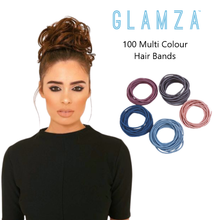 Load image into Gallery viewer, 100 Multi-Coloured Elastic Hair Bands – Strong & Stretchy Hair Ties