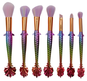 Glamza 7pc Mermaid Makeup Brush Sets - Wide Fin and Big Fin