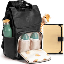 Load image into Gallery viewer, Baby Uma Award Winning Baby Changing Bag Backpack- Black Leather