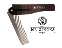 Load image into Gallery viewer, Mr Singh’s Flip Moustache Comb – Compact, Durable Beard & Moustache Grooming Tool – Pocket-Sized Perfection