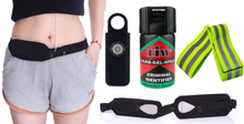 Load image into Gallery viewer, Personal Safety Bundle - Alarm, Gel Spray, Storage Belt, Hi Vis Bands.