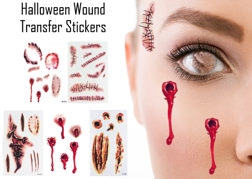 Halloween Wound Tattoo Stickers - 5 Types