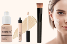 Load image into Gallery viewer, Perfect Base 1 - Phoera 3-Piece Makeup Kit with Foundation, Concealer & Brush – Free UK Delivery