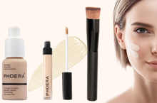 Load image into Gallery viewer, Perfect Base 1 - Phoera 3-Piece Makeup Kit with Foundation, Concealer & Brush – Free UK Delivery