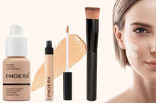 Load image into Gallery viewer, Perfect Base 1 - Phoera 3-Piece Makeup Kit with Foundation, Concealer & Brush – Free UK Delivery