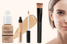 Load image into Gallery viewer, Perfect Base 1 - Phoera 3-Piece Makeup Kit with Foundation, Concealer & Brush – Free UK Delivery