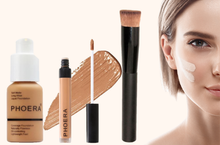 Load image into Gallery viewer, Perfect Base 1 - Phoera 3-Piece Makeup Kit with Foundation, Concealer & Brush – Free UK Delivery