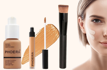 Load image into Gallery viewer, Perfect Base 1 - Phoera 3-Piece Makeup Kit with Foundation, Concealer & Brush – Free UK Delivery