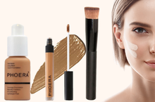 Load image into Gallery viewer, Perfect Base 1 - Phoera 3-Piece Makeup Kit with Foundation, Concealer & Brush – Free UK Delivery
