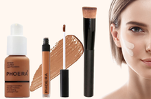 Load image into Gallery viewer, Perfect Base 1 - Phoera 3-Piece Makeup Kit with Foundation, Concealer & Brush – Free UK Delivery