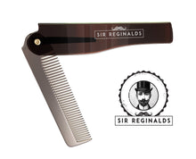 Load image into Gallery viewer, Sir Reginald's 3 Piece Beard Grooming Kit – 100ml Beard Oil, Sandalwood Comb & Foldable Moustache Comb – Free UK Delivery