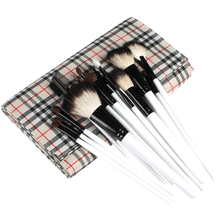 Load image into Gallery viewer, 20pc Professional Tartan Makeup Brush Set – Free UK Delivery