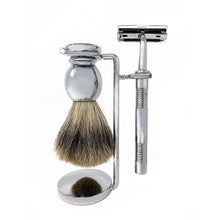 Load image into Gallery viewer, 4pc Shaving Kit - Heavy Duty Solid Chrome Affect with Optional Extra Razor Blades