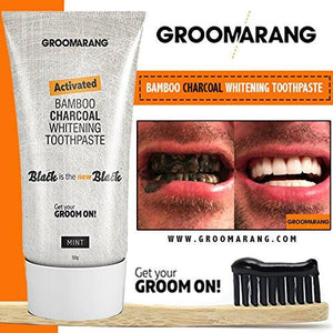 Groomarang Activated Bamboo Charcoal Whitening Toothpaste - Mint With Optional Groomarang Bamboo Toothpaste