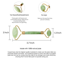 Load image into Gallery viewer, Glamza Jade Roller – Double-Sided Natural Facial Massager