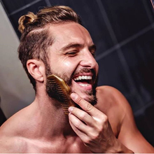 Load image into Gallery viewer, Sir Reginald’s Handmade Engraved Sandalwood Beard Comb – Premium Grooming for the Modern Gentleman