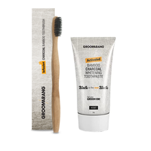 Load image into Gallery viewer, Groomarang Activated Charcoal Teeth Whitening Toothpaste - Optional Bamboo Toothbrush