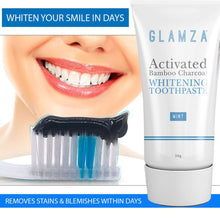 Load image into Gallery viewer, Glamza Activated Bamboo Charcoal Whitening Toothpaste & Powder – Natural Teeth Whitening Set
