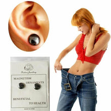 Load image into Gallery viewer, Glamza 2-in-1 Black Ear Studs & Magnetic Slimming Studs – Fashion Meets Wellness