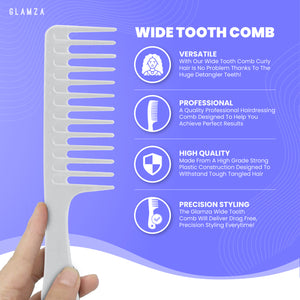 Glamza Big Wide Tooth Comb - Black or White