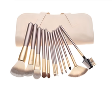 Load image into Gallery viewer, 12pc Champagne Makeup Brush Set