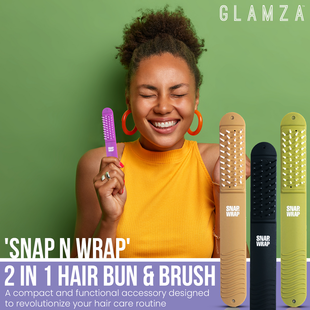Glamza 'Snap N Wrap' 2 in 1 Hair Brush & Hair Bun