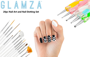 Glamza 20pc Nail Art Brushes & Dotting Set