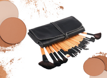 Load image into Gallery viewer, 24pc Professional Makeup Brush Sets - Black &amp; Wooden