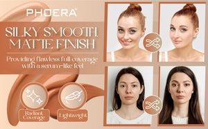 Phoera Foundation Full Coverage Flawless Matte Liquid Foundation - 1 or 2 Pack - Free Delivery