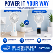 Load image into Gallery viewer, Oxycool Battery/ USB Powered Portable Handheld Fan