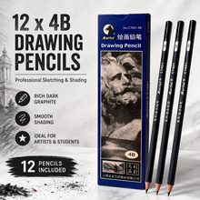 Load image into Gallery viewer, 12 x 4B Drawing Pencils – Professional Sketching &amp; Shading Graphite Pencils | 17.5cm