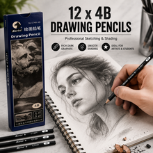 Load image into Gallery viewer, 12 x 4B Drawing Pencils – Professional Sketching &amp; Shading Graphite Pencils | 17.5cm