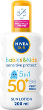 Load image into Gallery viewer, NIVEA SUN Kids Protect &amp; Sensitive Spray (200ml) Sunscreen Spray with SPF 50+