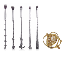 Load image into Gallery viewer, 5pc Harry Potter Inspired Makeup Brush Sets with Gold Necklace