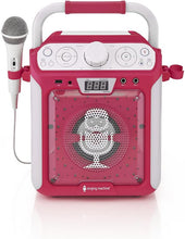Load image into Gallery viewer, Singing Machine Bluetooth and CD Karaoke Machine with LED Lights and Microphone- Pink