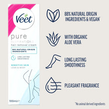 Load image into Gallery viewer, Veet Pure Inspirations Hair Removal Cream 100ml – Sensitive Skin Legs &amp; Body Depilatory Cream