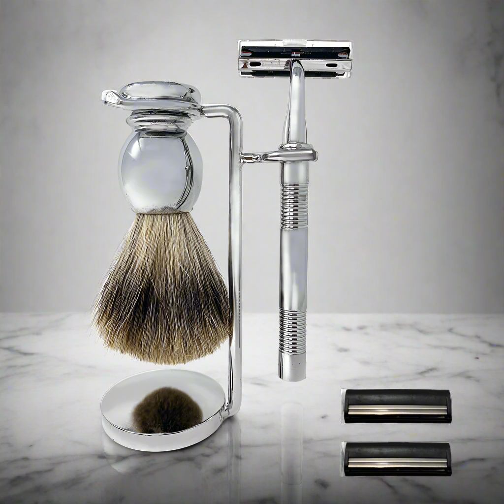 Men's Traditional 6-Piece Chrome Shaving Kit – Premium Wet Shaving