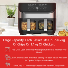 Load image into Gallery viewer, Instant Vortex Plus Dual Air Fryer - 8 in 1 with 7.6L Capacity!!