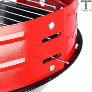 The 14-Inch Portable Charcoal BBQ Grill With Optional Skewer Claws & Bamboo Skewers!