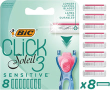 Load image into Gallery viewer, Bic Click Soleil 3 Sensitive and Click Soleil 5 Refillable Women&#39;s Razors and Cartridges