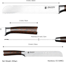 Load image into Gallery viewer, Spaceify 8 inch Serrated Bread Knife with a Knife Protector