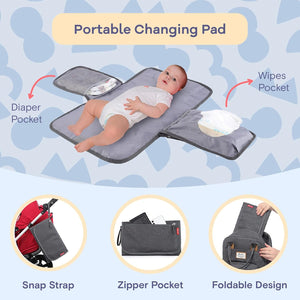 Large Capacity Diaper Bag Backpack with Changing Mat & Accessories – Free UK Delivery - Grey