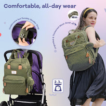 Load image into Gallery viewer, Large Capacity Diaper Bag Backpack with Changing Mat &amp; Accessories – Free UK Delivery - Olive Green