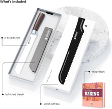 Load image into Gallery viewer, Spaceify 8 inch Serrated Bread Knife with a Knife Protector