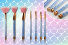 Load image into Gallery viewer, 7pc Blue Crystal Makeup Brush Set