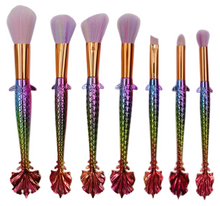 Load image into Gallery viewer, Glamza 7pc Mermaid Makeup Brush Sets - Wide Fin and Big Fin