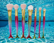 Load image into Gallery viewer, Glamza 7pc Mermaid Makeup Brush Sets - Wide Fin and Big Fin