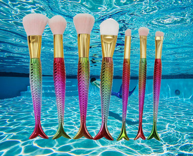 Glamza 7pc Mermaid Makeup Brush Sets - Wide Fin and Big Fin