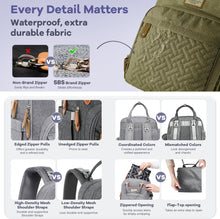 Load image into Gallery viewer, Large Capacity Diaper Bag Backpack with Changing Mat &amp; Accessories – Free UK Delivery - Olive Green