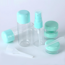 Load image into Gallery viewer, Glamza 9-Piece Travel Bottle Set with Carry Bag – Pink or Green Lids | Free UK Delivery